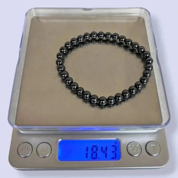 (2/$20) Hematite Beaded Elastic Bracelet - Picture 4 of 4